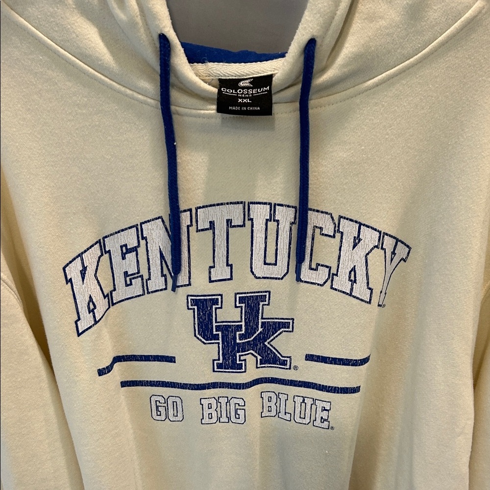 Colosseum Cream Kentucky Hoodie with Blue Details